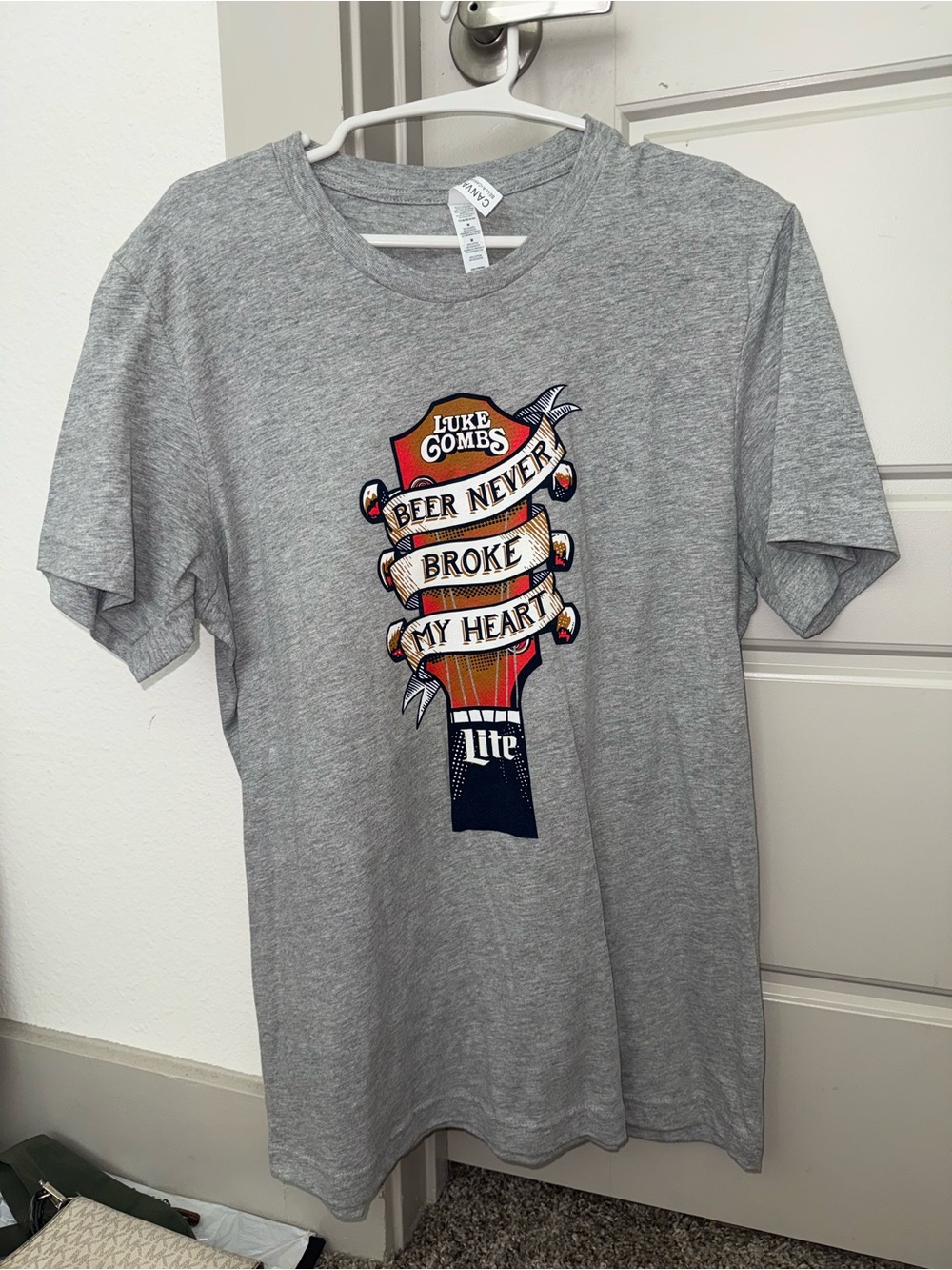 Luke Combs 'Beer Never Broke My Heart' Gray Graphic Tee